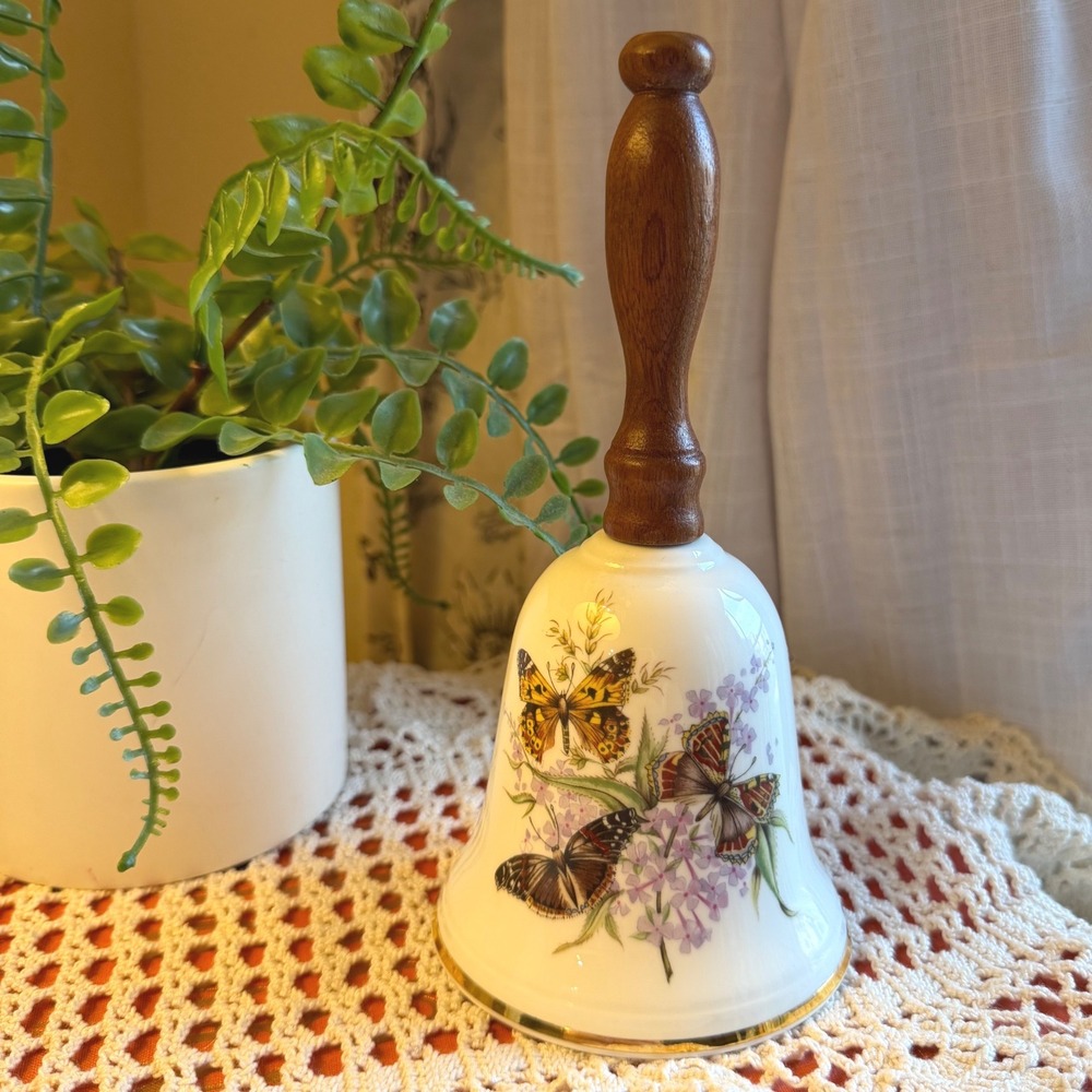 Royal Grafton Fine Bone China Butterfly Bell Wood Handle Made in England Vintage